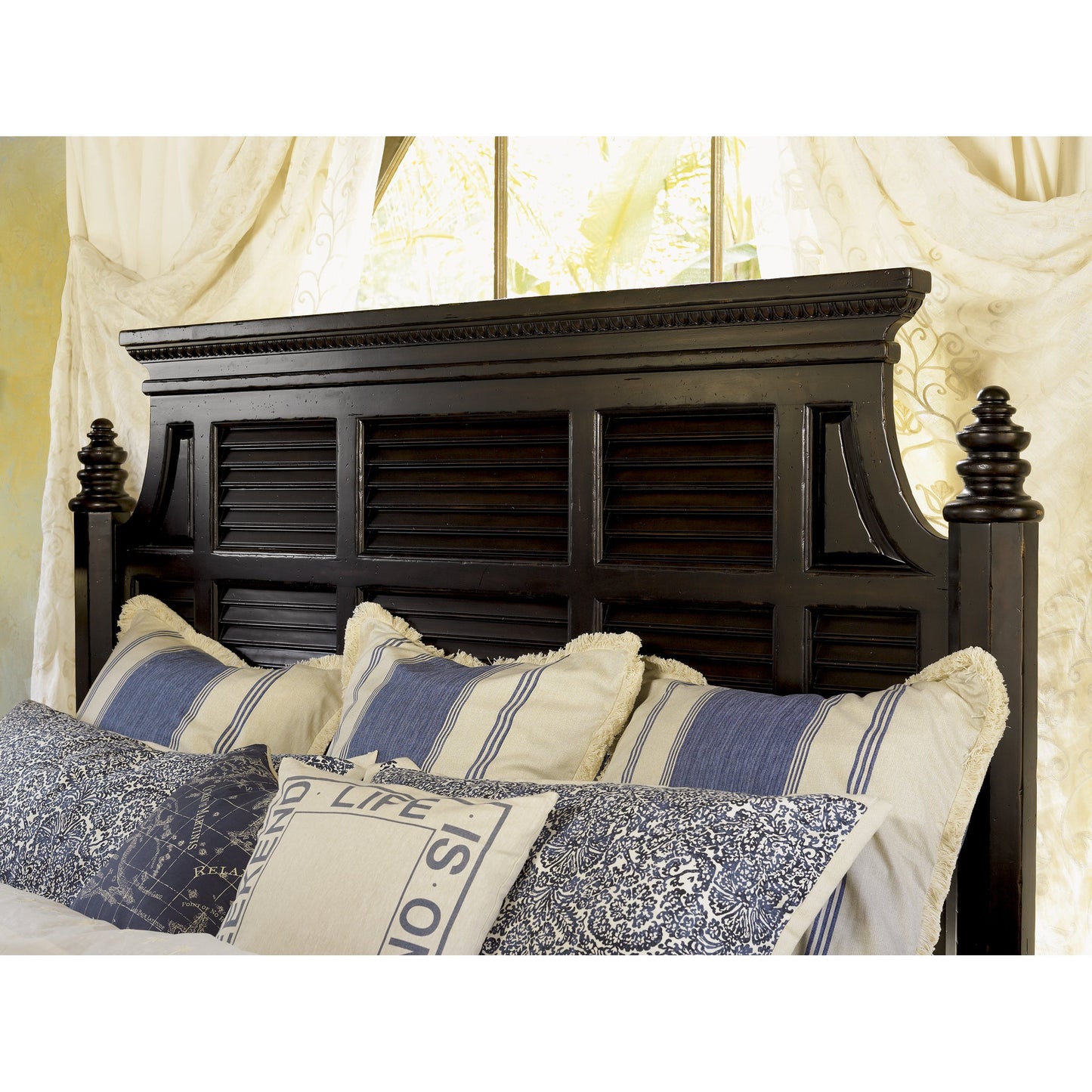 002 SR-836232,SR-836233,SR-836234 | Closeup | Malabar Panel Bed by Tommy Bahama Home in tamarind. Made from unique in a traditional style.