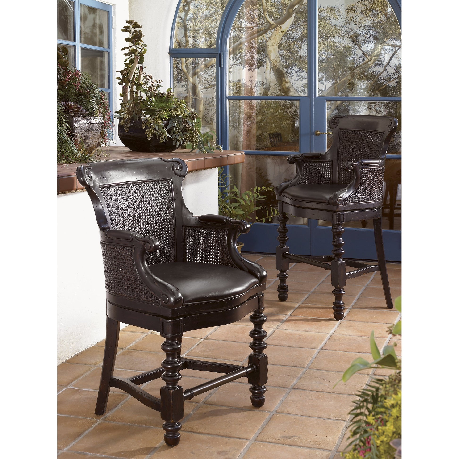 Dunkirk Swivel Counter Stool by Tommy Bahama Home in mocha. Made from unique in a traditional style.