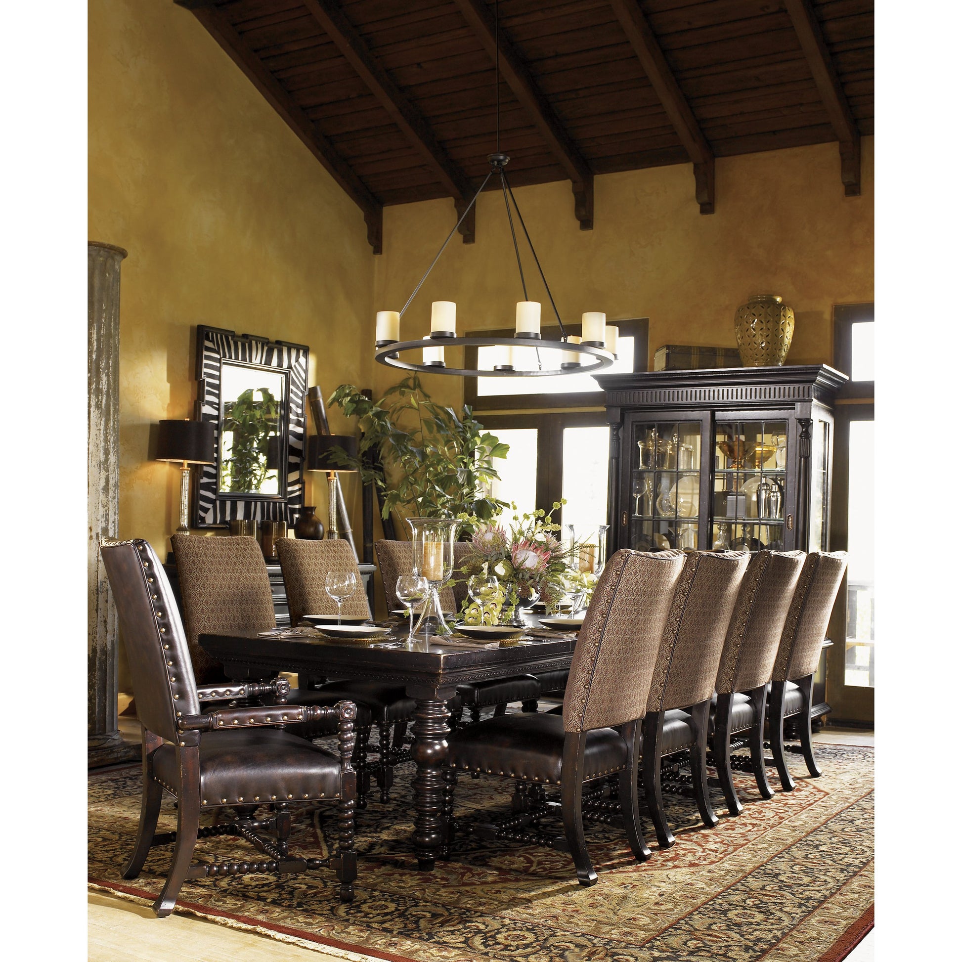 Edwards Arm Chair by Tommy Bahama Home in antiqued brown leather. Made from unique in a eclectic & global style.