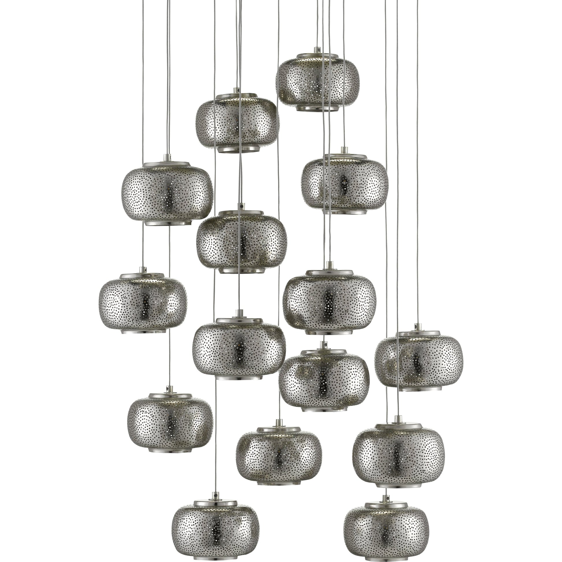 Pepper Pendant by Currey and Company in painted silver, nickel. Made from metal in a modern style.