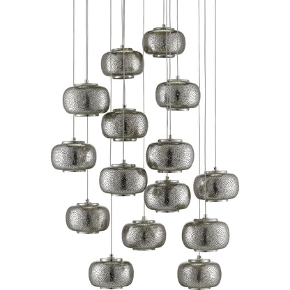 Pepper Pendant by Currey and Company in painted silver, nickel. Made from metal in a modern style.