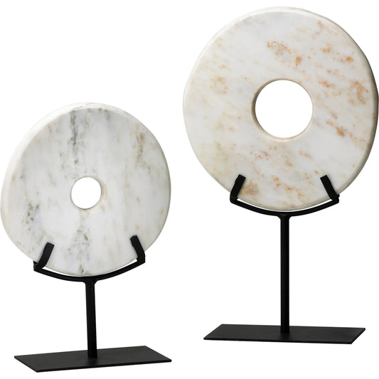 White Disk on Stand by Cyan Design in white. Made from iron, granite in a modern style.