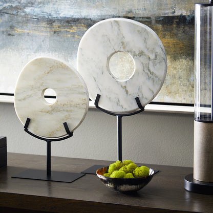 White Disk on Stand by Cyan Design in white. Made from iron, granite in a modern style.