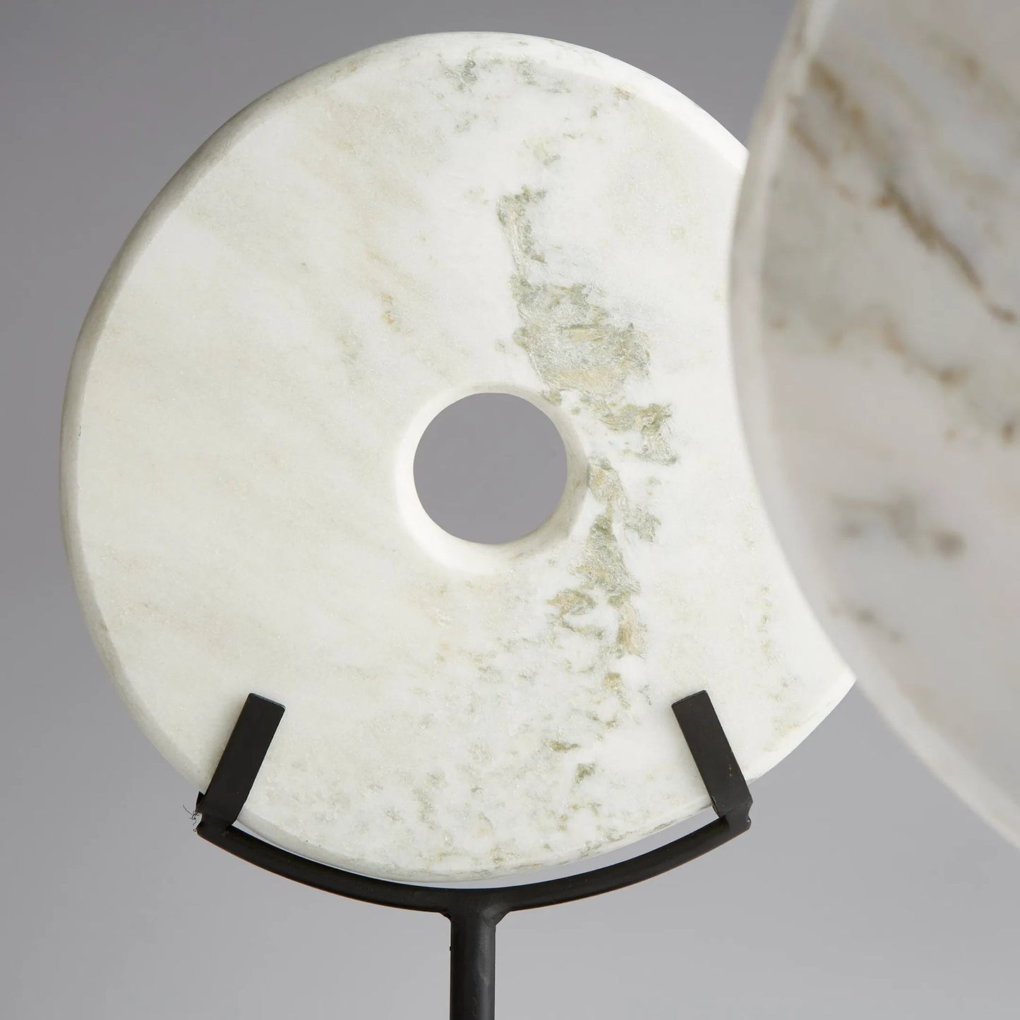 006 S-257972 | Closeup | White Disk on Stand by Cyan Design in white. Made from iron, granite in a modern style.