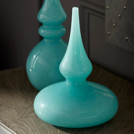 Stupa Vase by Cyan Design in turquoise. Made from glass in a modern style.