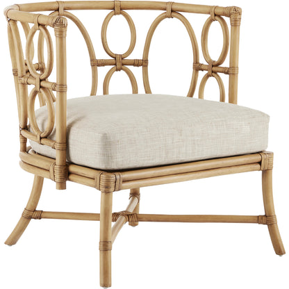 Tegal Muslin Chair by Currey and Company in rattan, natural. Made from rattan, wood, leather, finn natural in a coastal style.