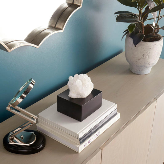Quartz Table Accent by Cyan Design in black, white crystal. Made from crystal, resin in a modern style.