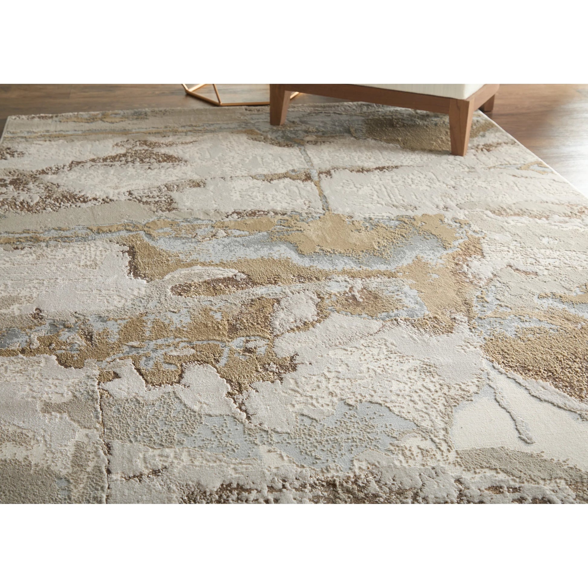 Aura Rug - 3737F by Feizy in gray, ivory, gold. Made from polyester, polypropylene in a unique style.