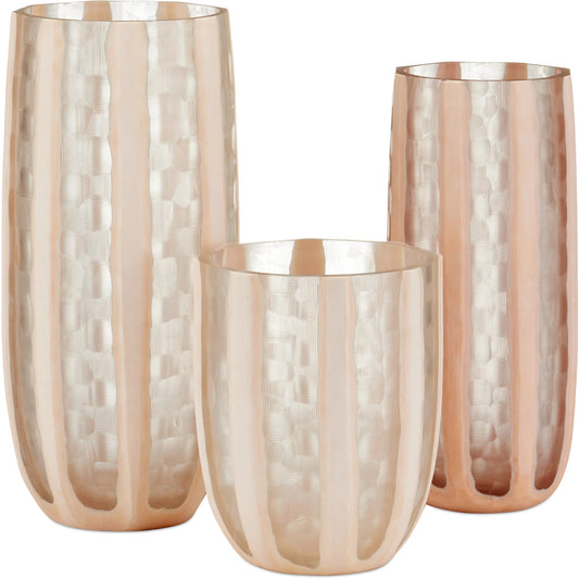 Merletto Glass Vase Set by Currey and Company in blush, clear. Made from glass in a unique style.