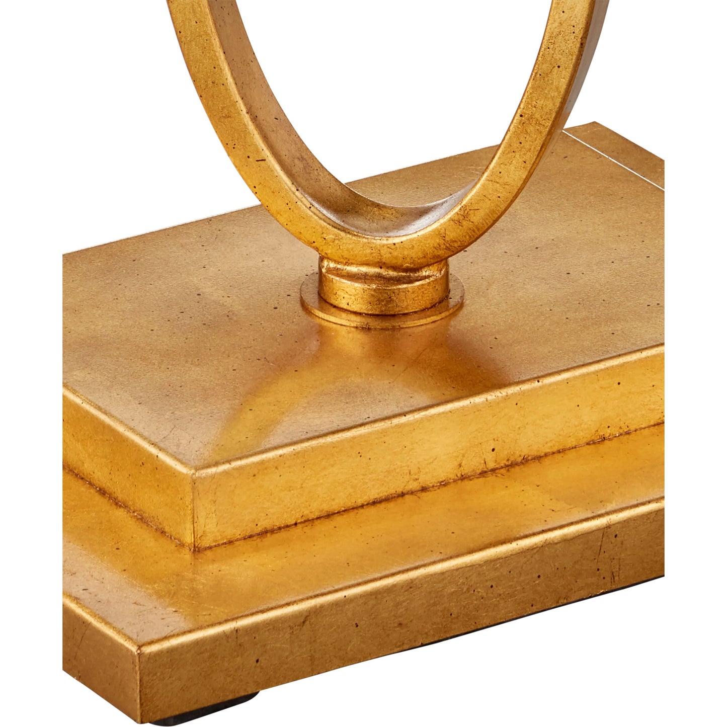 019 SI-2191656 | Closeup | Bangle Accent Table by Currey and Company in gold leaf. Made from iron, glass in a modern style.