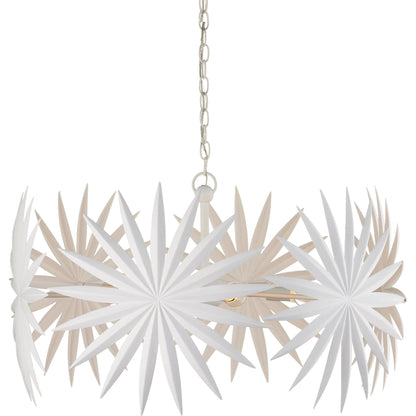 Bismarkia Chandelier by Currey and Company in gesso white. Made from wrought iron in a modern style.