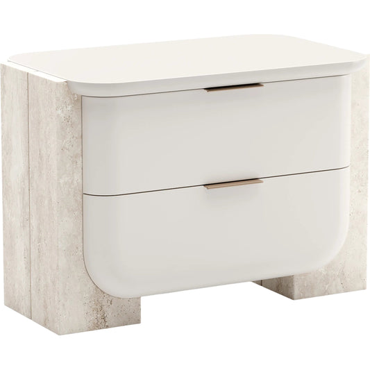 Overlap Nightstand by Caracole. Made from stone in a modern style.