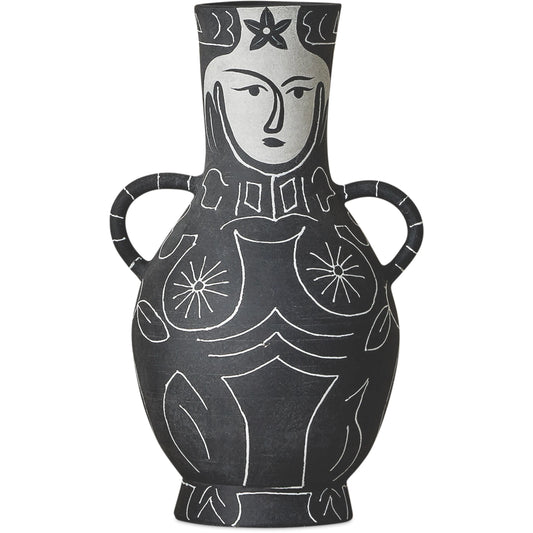 Saint-Paul-De-Vence Vase by Currey and Company in black, white. Made from terracotta in a modern style.