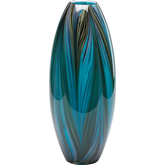 Peacock Feather Vase by Cyan Design in multi colored blue. Made from glass in a modern style.