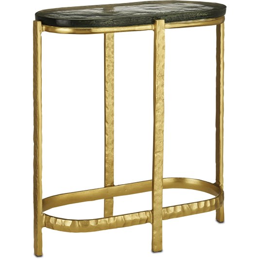 Acea Side Table by Currey and Company. Made from cast aluminum, cast glass in a modern style.