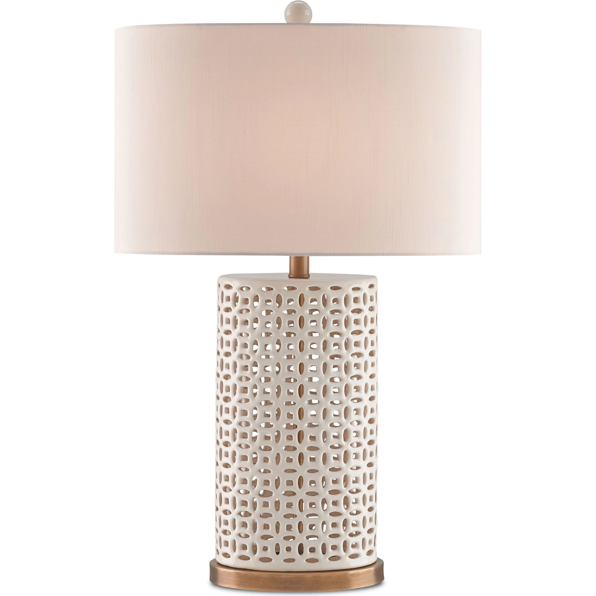 Bellemeade Table Lamp by Currey and Company in ivory, antique brass. Made from ceramic, metal in a modern style.