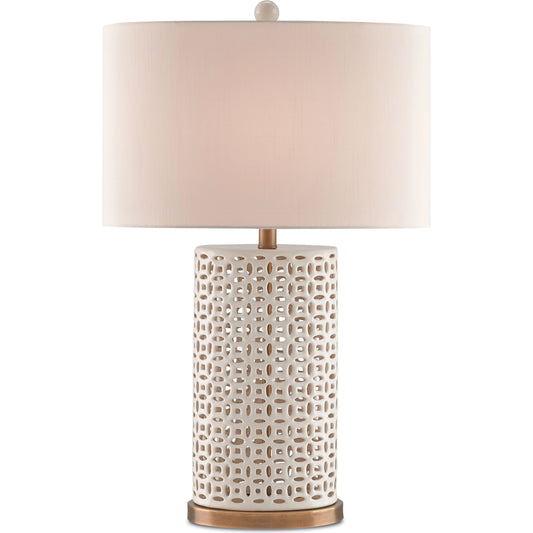 Bellemeade Table Lamp by Currey and Company in ivory, antique brass. Made from ceramic, metal in a modern style.