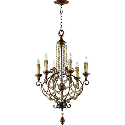 Meriel Chandelier by Cyan Design in antiqued sienna. Made from wrought iron, wood in a cottage & farmhouse style.