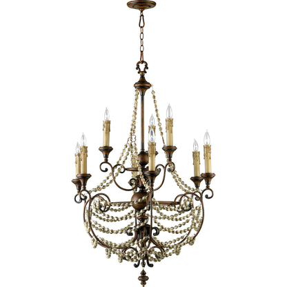 Meriel Chandelier by Cyan Design in antiqued sienna. Made from wrought iron, wood in a cottage & farmhouse style.