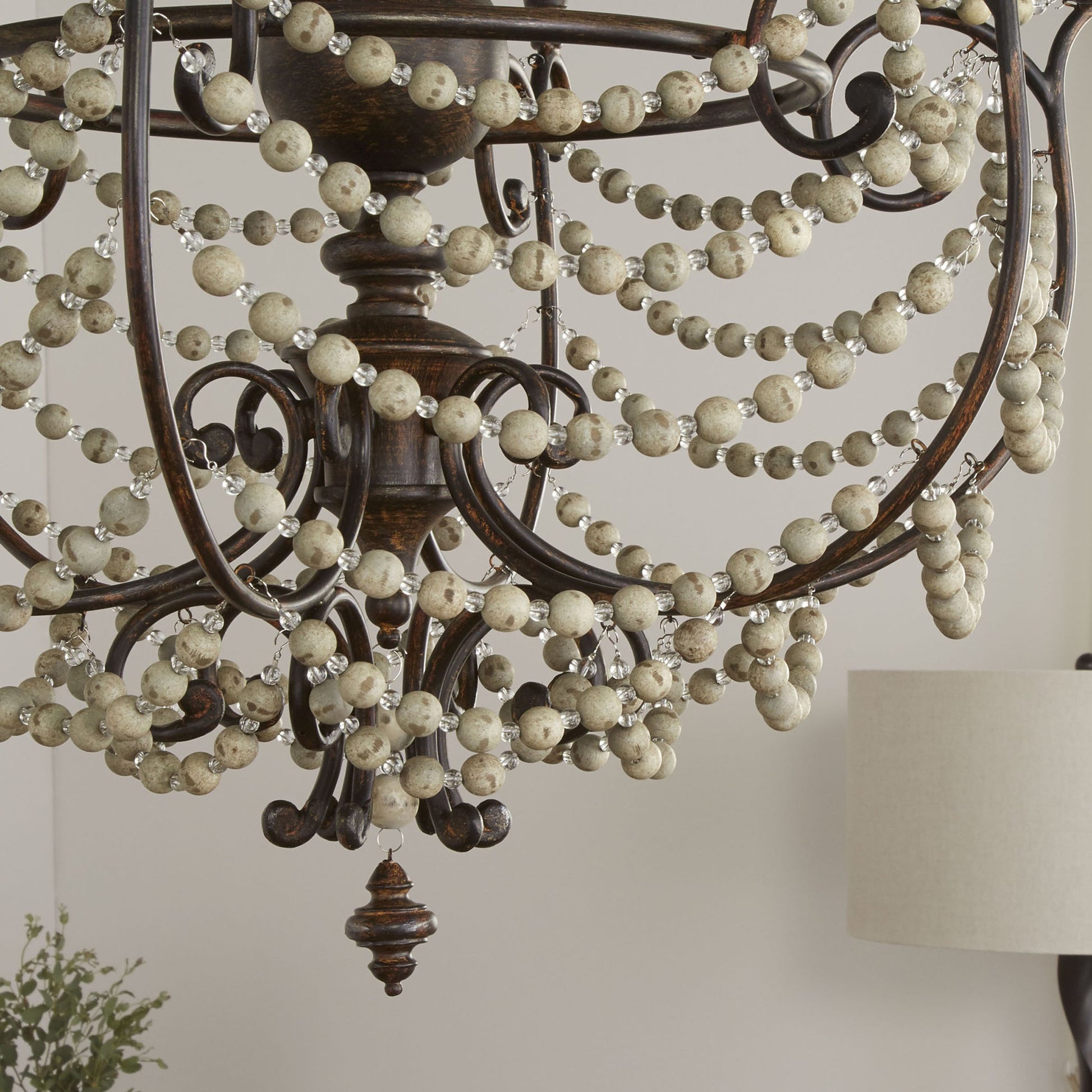 Meriel Chandelier by Cyan Design in antiqued sienna. Made from wrought iron, wood in a cottage & farmhouse style.