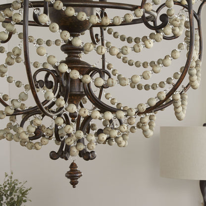 Meriel Chandelier by Cyan Design in antiqued sienna. Made from wrought iron, wood in a cottage & farmhouse style.