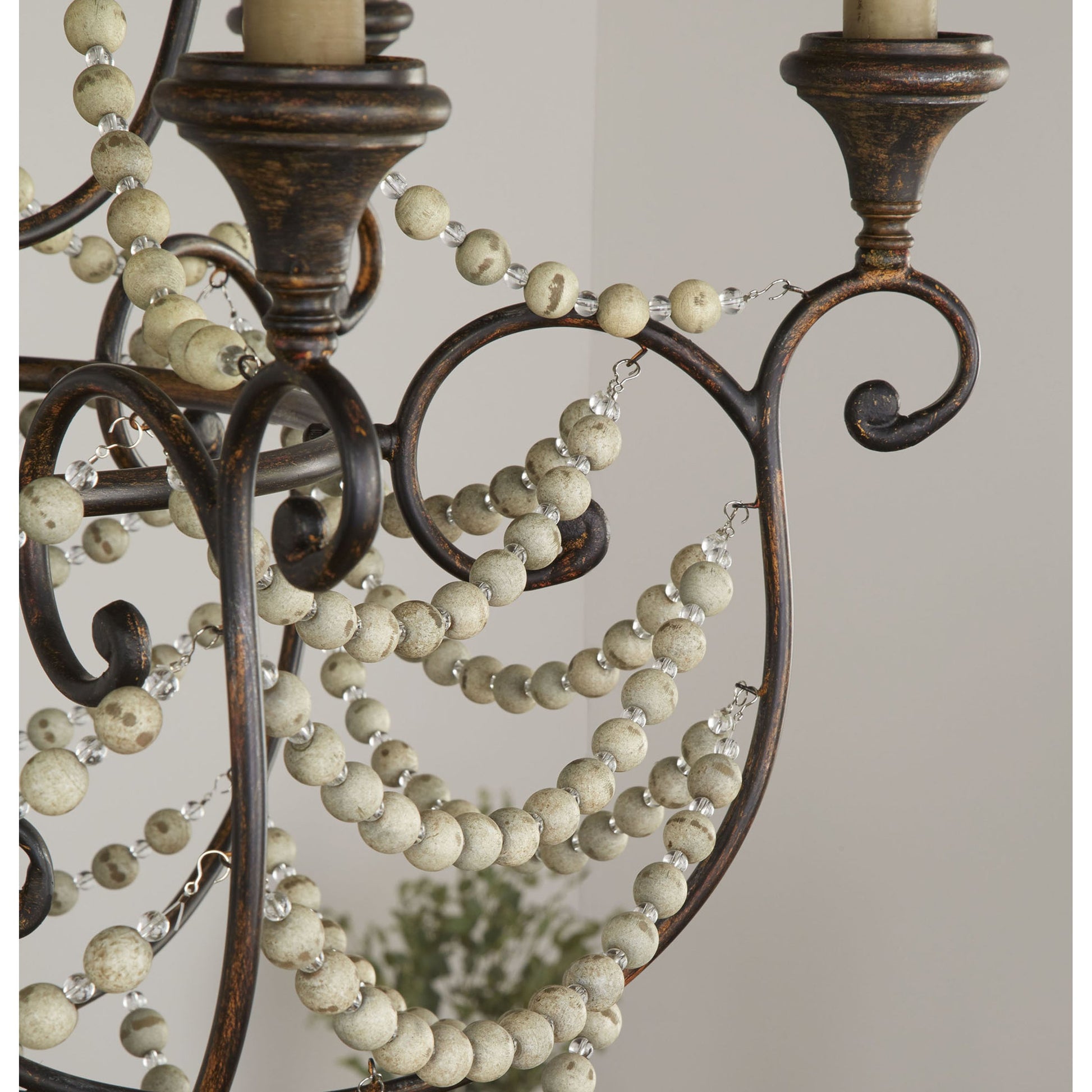 Meriel Chandelier by Cyan Design in antiqued sienna. Made from wrought iron, wood in a cottage & farmhouse style.