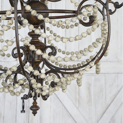 Meriel Chandelier by Cyan Design in antiqued sienna. Made from wrought iron, wood in a cottage & farmhouse style.