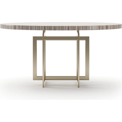 Wish You Were Here 60" Round Dining Table by Caracole in gold and whisper of gold. Made from stone in a modern style.
