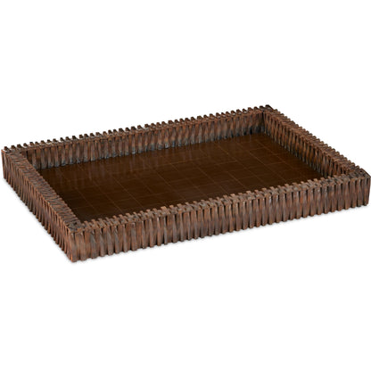 Koa Tray by Currey and Company in burnt horn, brown. Made from horn, composite in a cottage & farmhouse style.