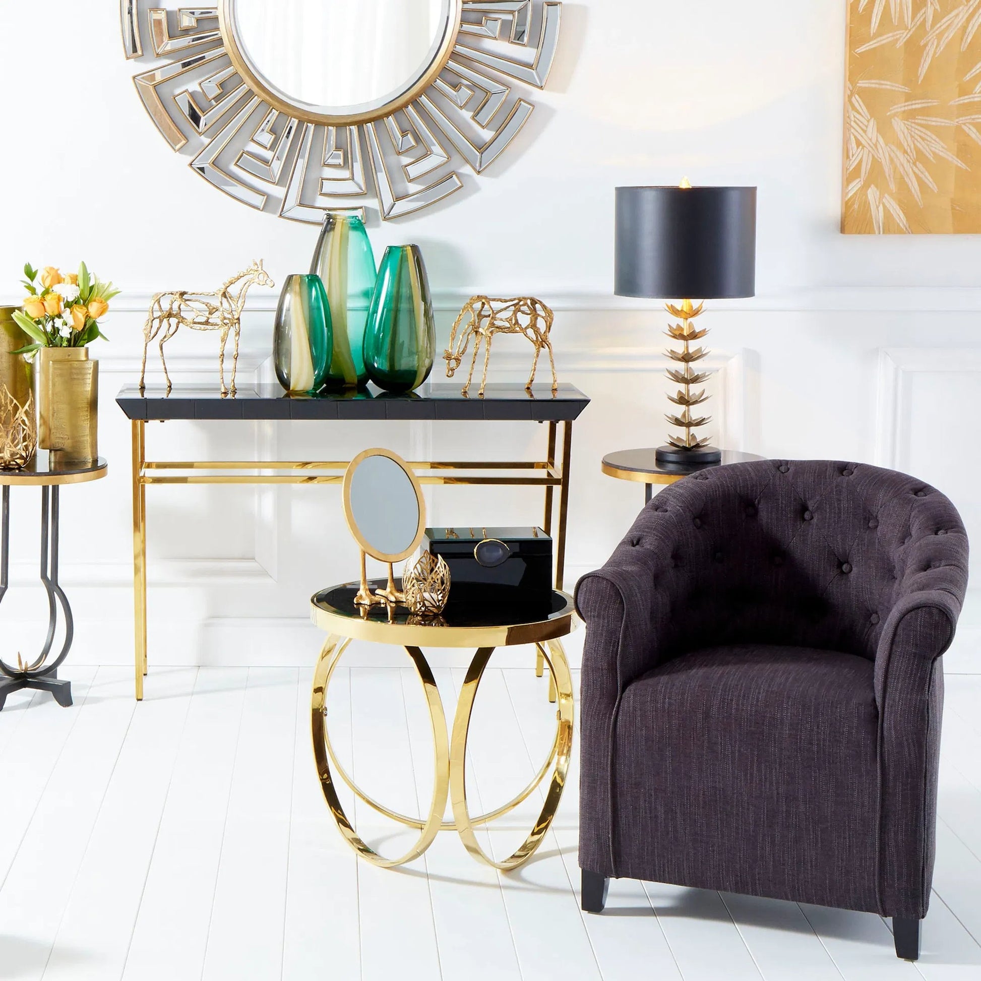 Duck Leg Mirror by Cyan Design in gold. Made from iron, mirrored glass in a modern style.