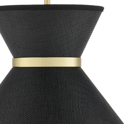 Avignon Pendant by Currey and Company in black, polished brass. Made from metal, paper in a modern style.