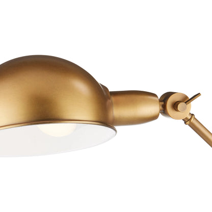 Libretto Floor Lamp by Currey and Company in antique brass, brownish red. Made from metal, faux leather in a modern style.