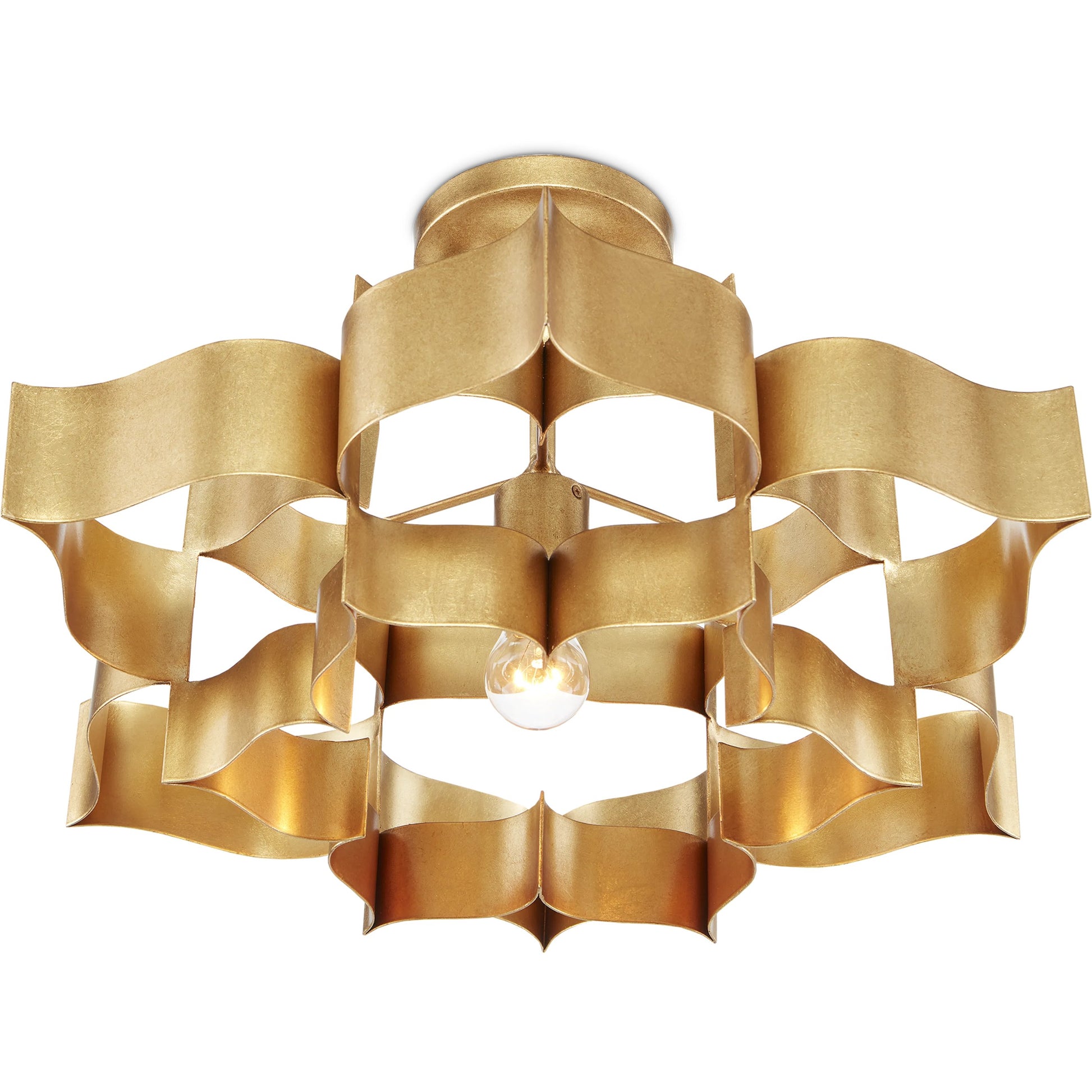 Grand Lotus Pendant/Semi-Flush Mount by Currey and Company. Made from wrought iron in a modern style.