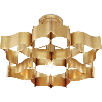 Grand Lotus Pendant/Semi-Flush Mount by Currey and Company. Made from wrought iron in a modern style.