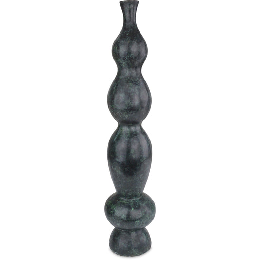 Luganzo Bronze Vase by Currey and Company in jade green, gold. Made from bronze in a modern style.