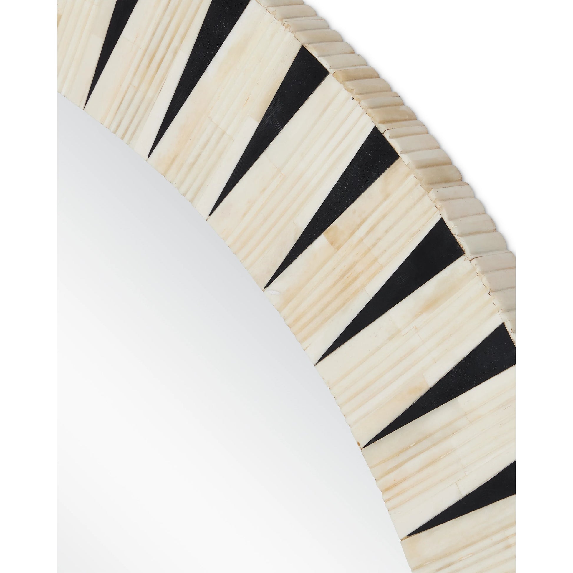 Arvi Mirror by Currey and Company in natural, black, mirror. Made from bone, resin, glass in a modern style.