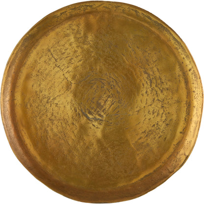 Ballyregan Accent Table by Currey and Company in antique brass. Made from cast aluminum in a modern style.