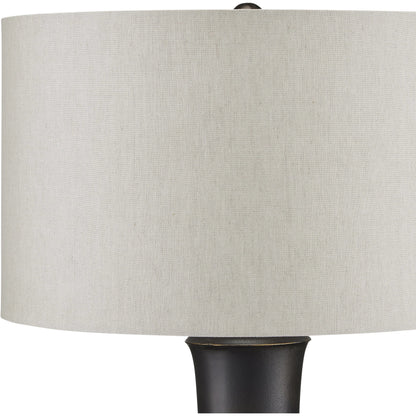 Silvestri Table Lamp by Currey and Company in black. Made from cast aluminum in a modern style.