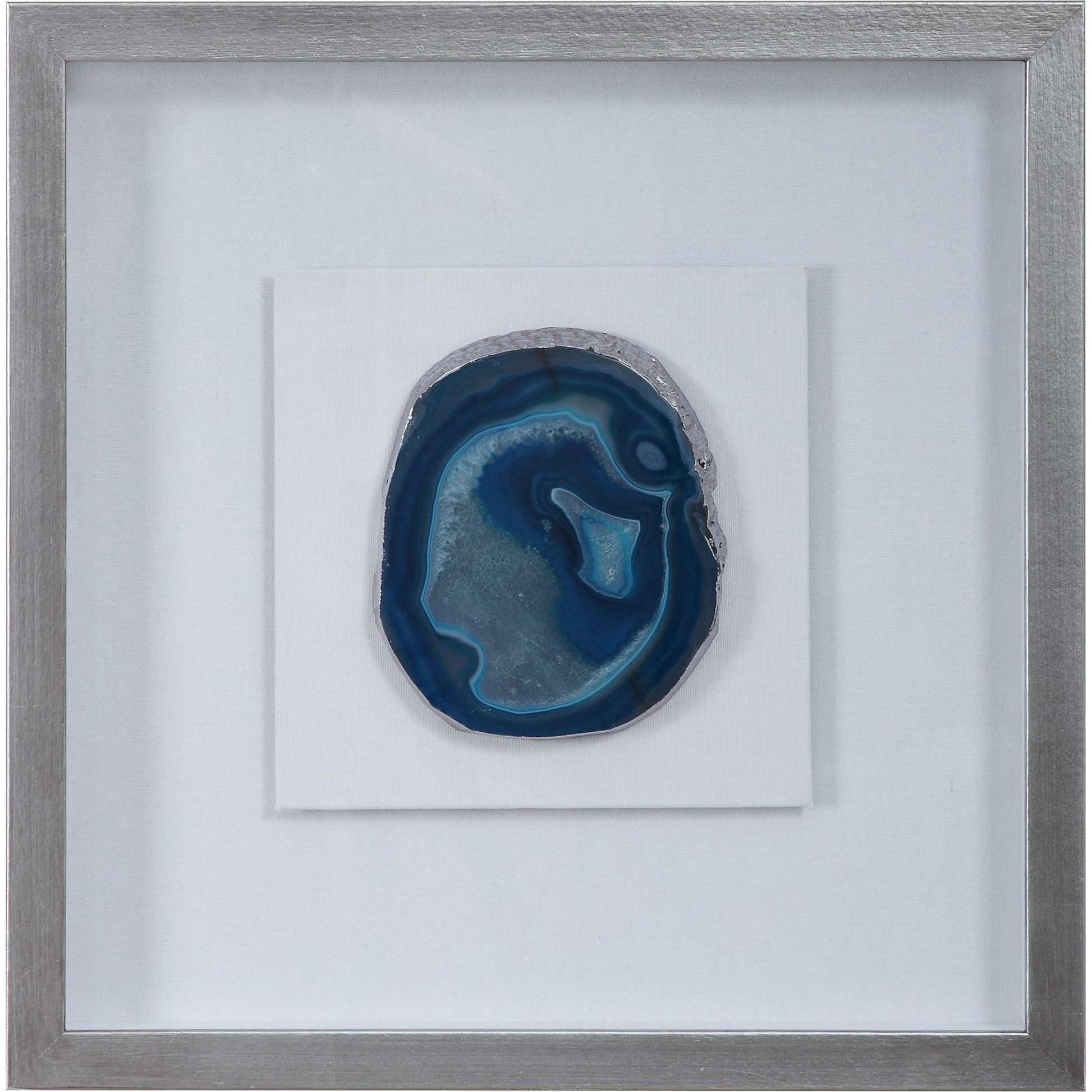 Kalia Shadow Box by Uttermost in blue. Made from agate, pine, glass, mdf, linen in a transitional style.