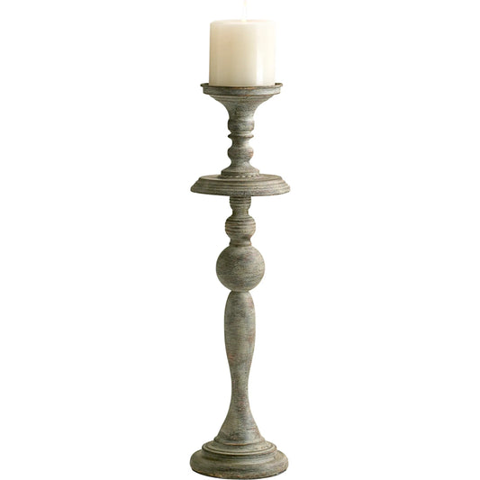 Bach Candlestick by Cyan Design in distressed antiqued white. Made from iron in a cottage & farmhouse style.