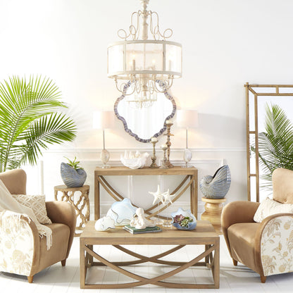 Bach Candlestick by Cyan Design in distressed antiqued white. Made from iron in a cottage & farmhouse style.