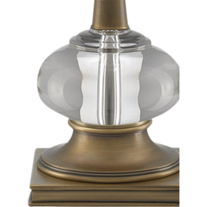 Giovanna Table Lamp by Currey and Company in antique brass, clear. Made from brass, optic crystal in a traditional style.