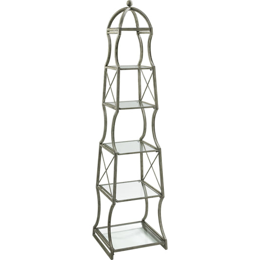 Chester Etagere by Cyan Design in rustic gray. Made from iron, glass in a cottage & farmhouse style.