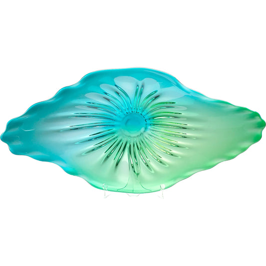 Art Glass Plate by Cyan Design in turquoise. Made from glass in a modern style.