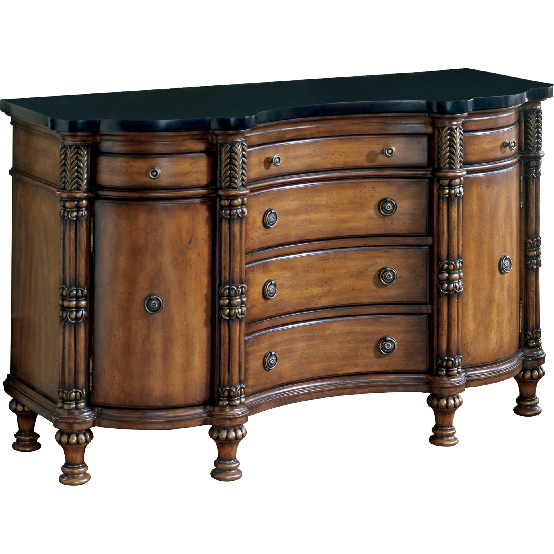 Fossil Stone Credenza by Butler Specialty Company in multi-color and heritage. Made from wood, resin, veneer, fossil stone veneer in a traditional style.