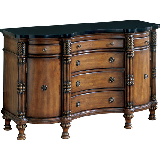 Fossil Stone Credenza by Butler Specialty Company in multi-color and heritage. Made from wood, resin, veneer, fossil stone veneer in a traditional style.