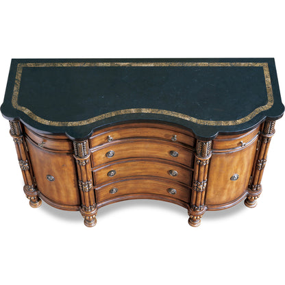 Fossil Stone Credenza by Butler Specialty Company in multi-color and heritage. Made from wood, resin, veneer, fossil stone veneer in a traditional style.