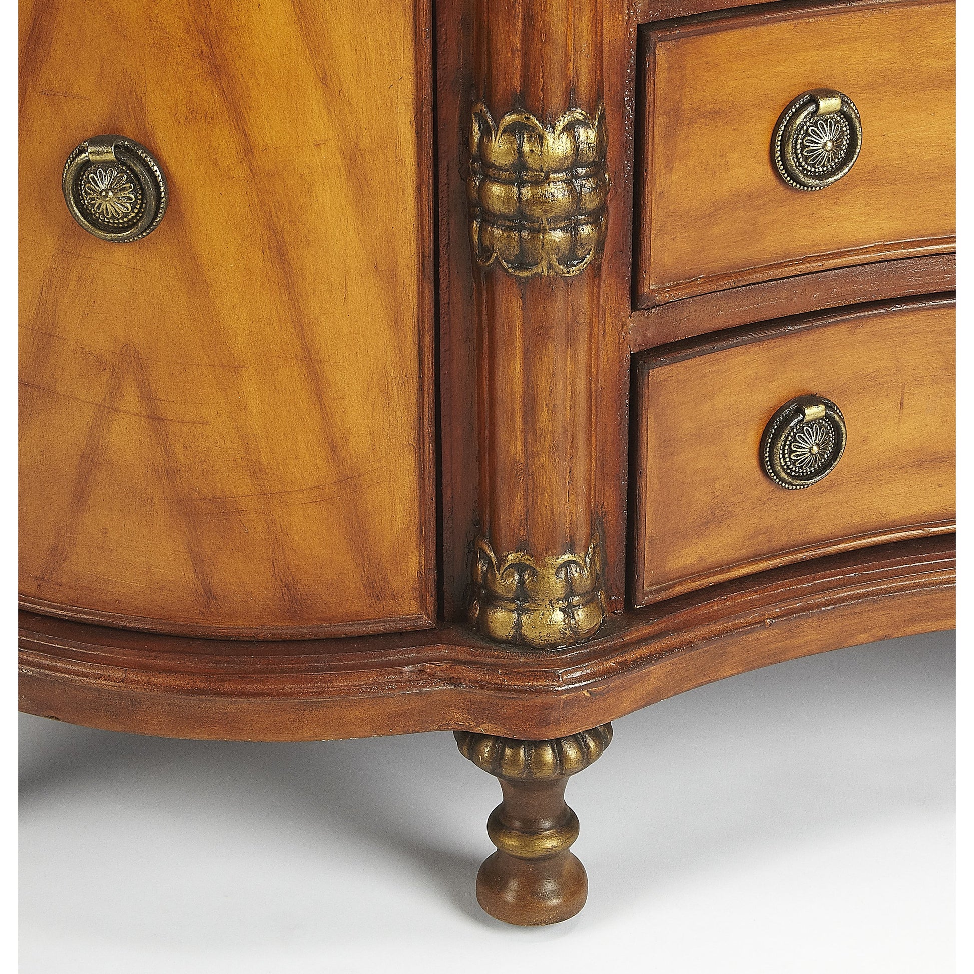 Fossil Stone Credenza by Butler Specialty Company in multi-color and heritage. Made from wood, resin, veneer, fossil stone veneer in a traditional style.