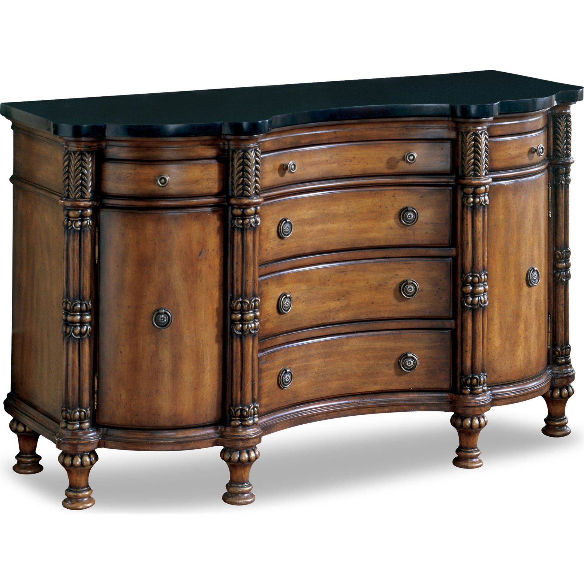 Fossil Stone Credenza by Butler Specialty Company in multi-color and heritage. Made from wood, resin, veneer, fossil stone veneer in a traditional style.