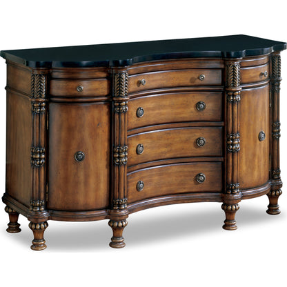 Fossil Stone Credenza by Butler Specialty Company in multi-color and heritage. Made from wood, resin, veneer, fossil stone veneer in a traditional style.